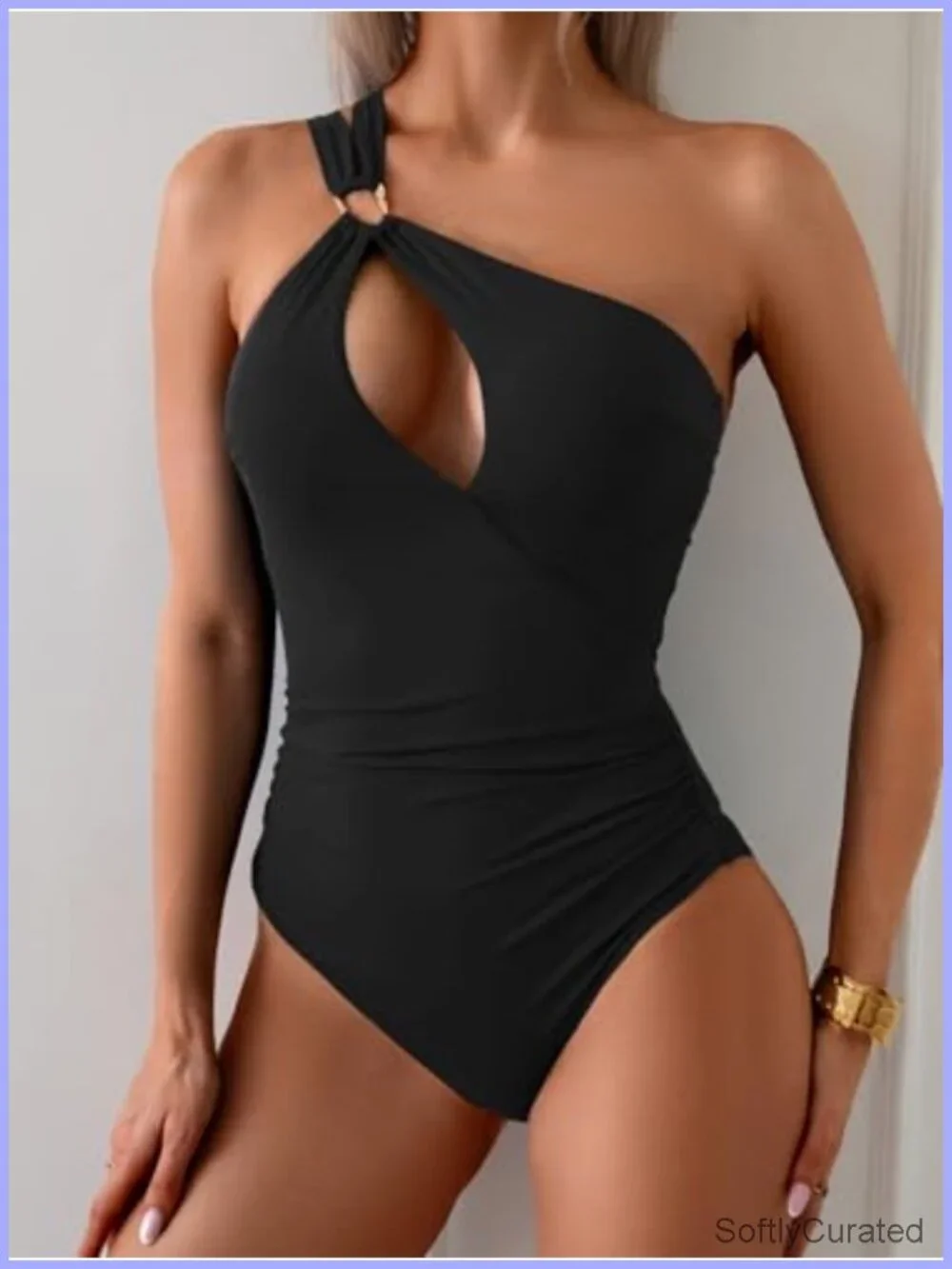 One Shoulder One Piece Swimsuit Cutout Tummy Control Bathing Suit